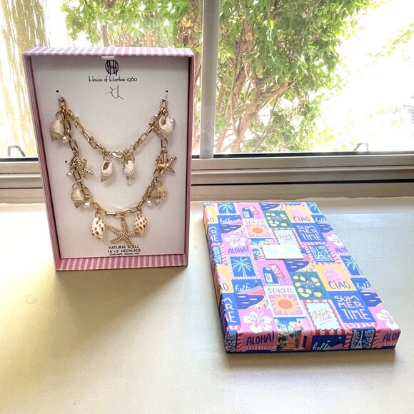 New House of Harlow 1960 Necklace Gold Shells Pearls NWT - Picture 3 of 7
